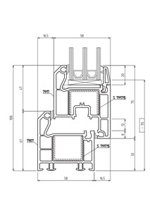 Схема оконного профиля GUTWERK 58 мм