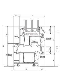Схема оконного профиля GUTWERK 70 мм